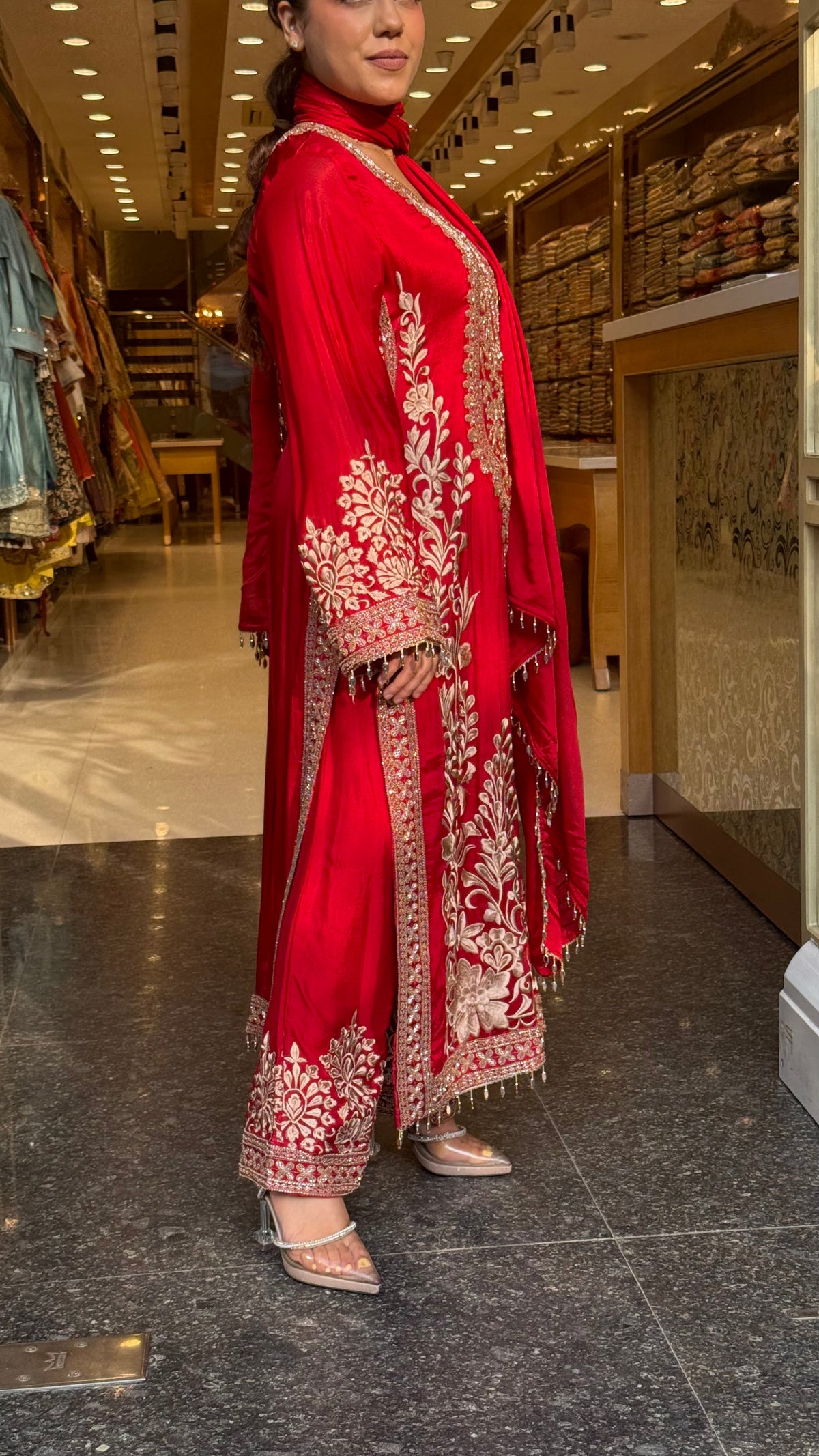 Chinon Embroidered Suit Set with Beads & Thread Work