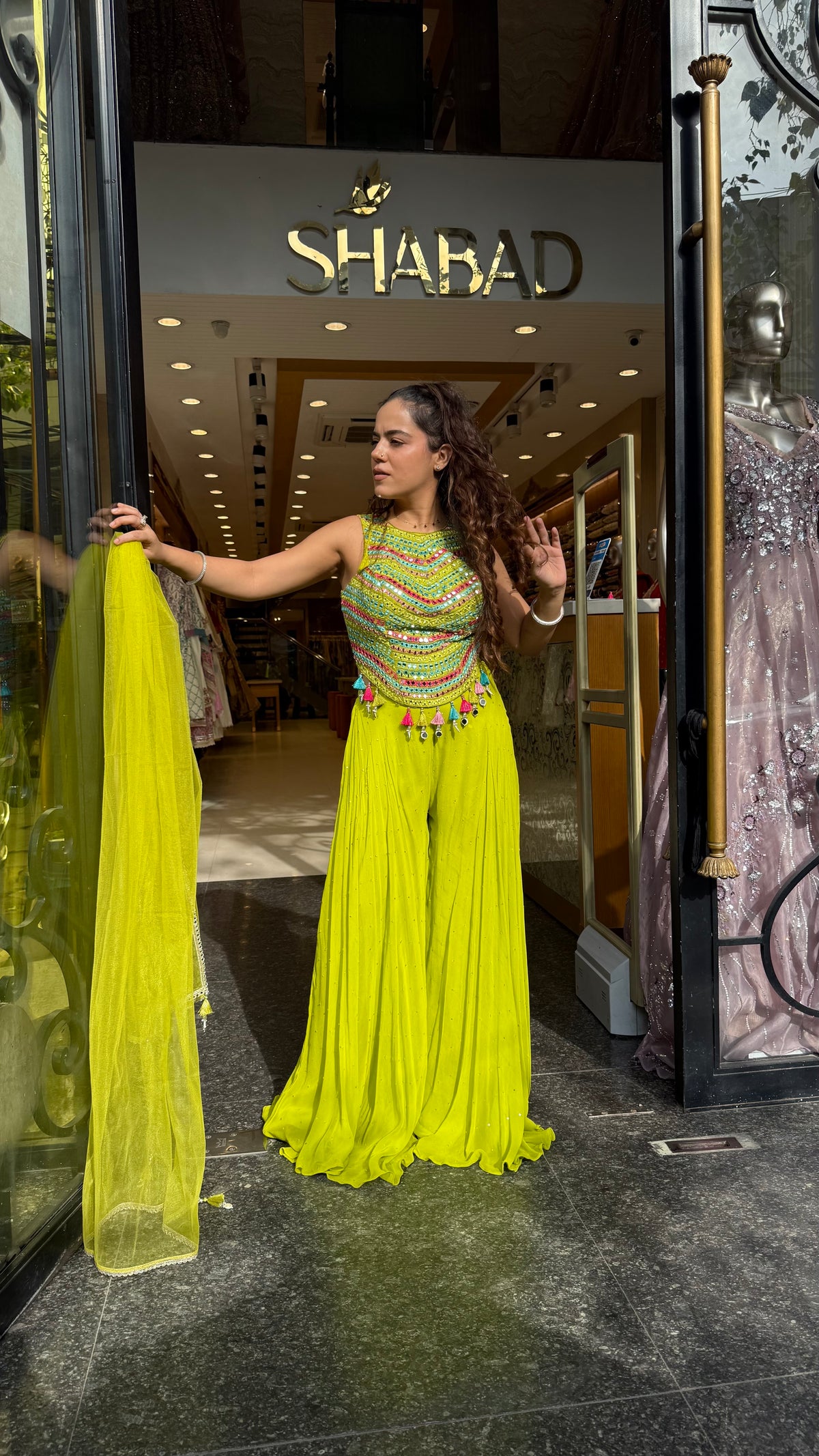 Mirror Work Corset with Georgette Palazzo Indo-Western Set