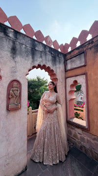 Fish-Cut Lehenga with cutdana, Pearls & Sequin Work | Designer Lehenga