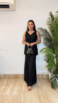 Cutwork Handwork Shirt with Garara in Chinon Fabric