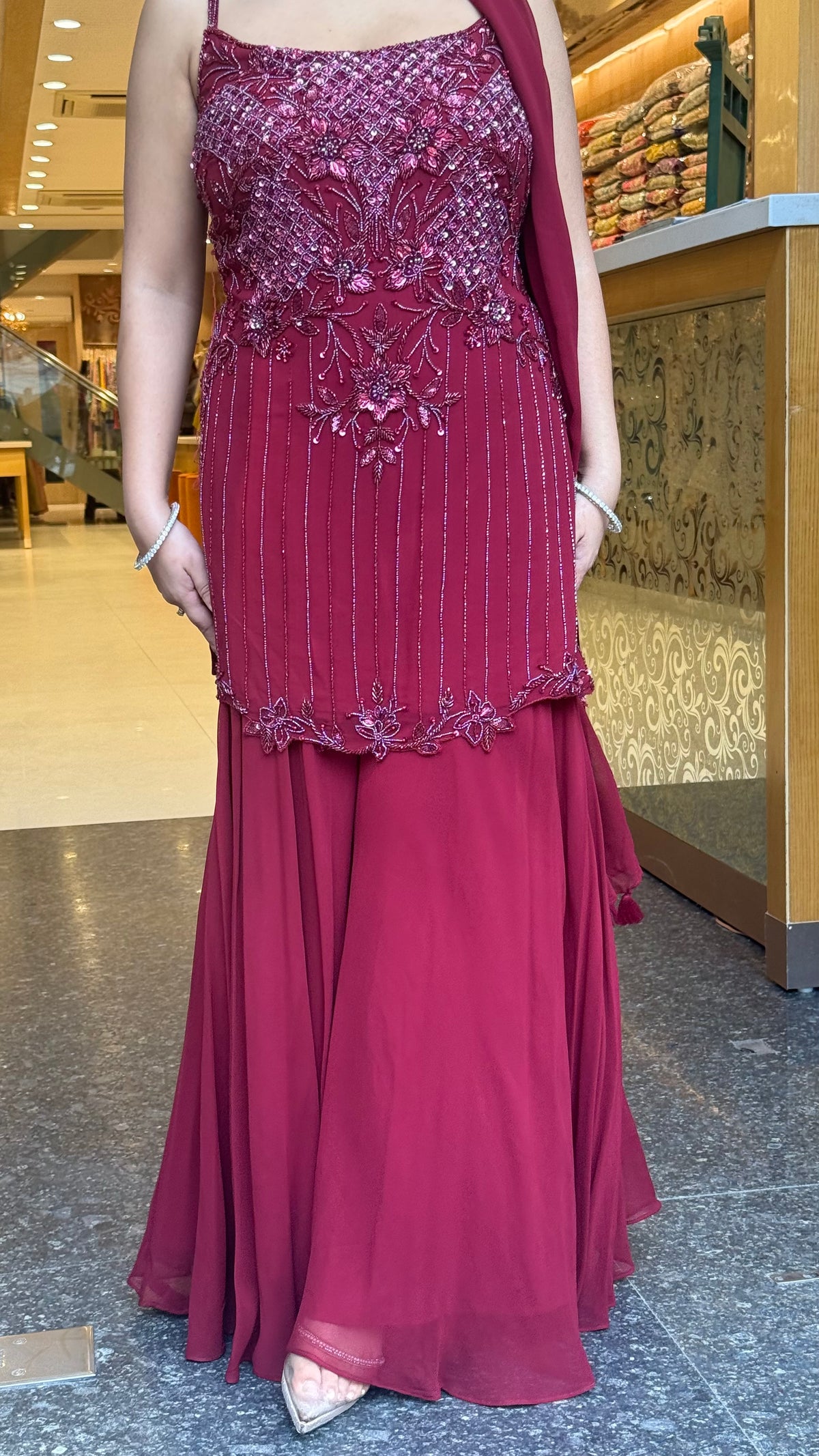 Elegant Georgette Suit Set with Cutdana, Pearl & Sequin Work (sleeves available)