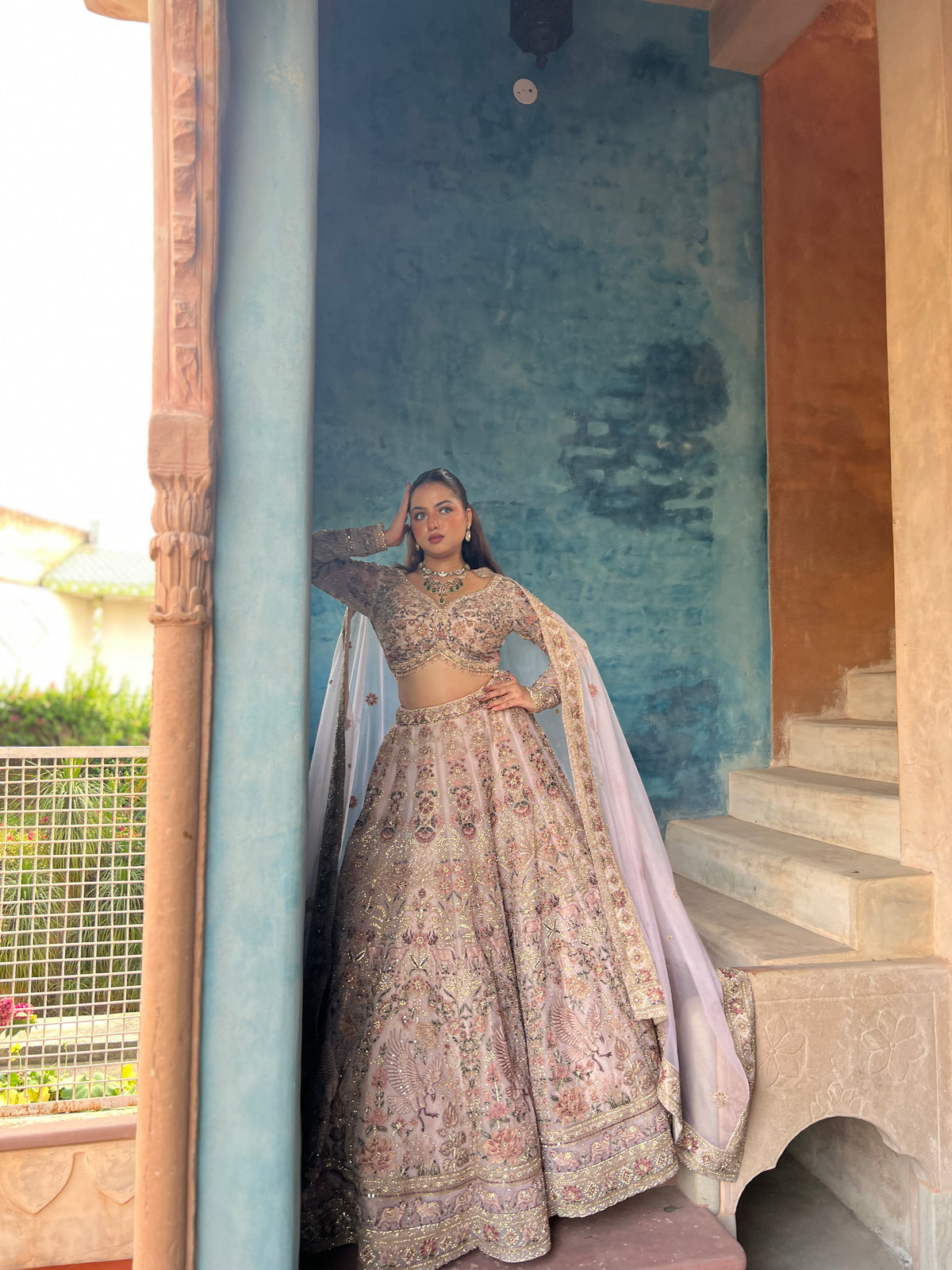 Elegant Soft Organza Lehenga with Thread Embroidery, Dori Work, Cutdana Sequins & Pearl Detailing