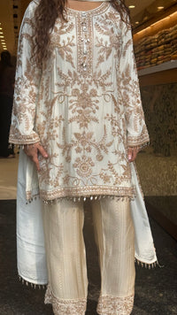 Beads Embellished Designer Suit Set with Brocade Pants