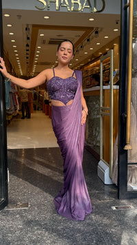 Shimmer Lycra Drape Saree with Handwork Corset Blouse