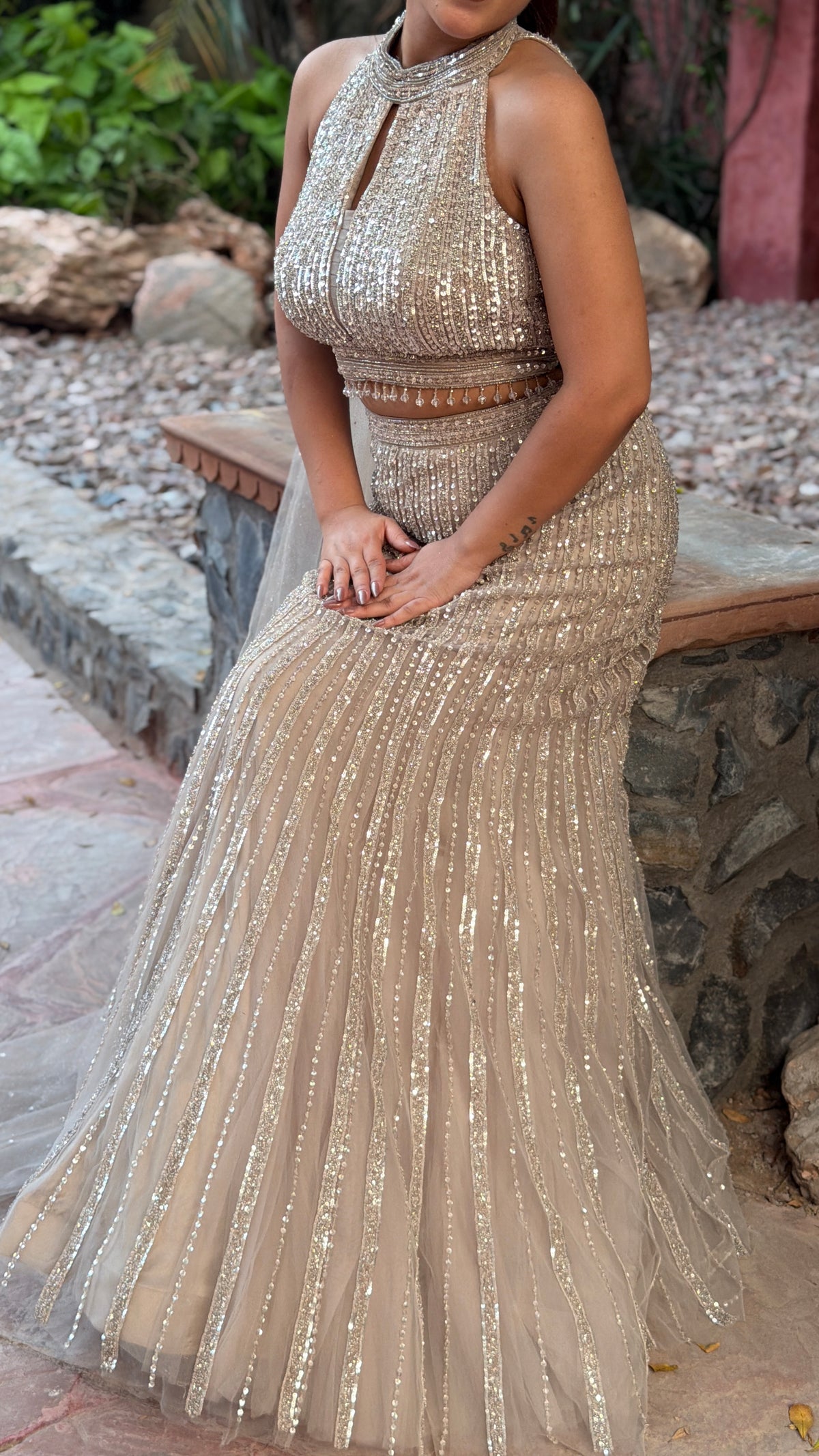 Luxury Fish Cut Lehenga with Zarkan & Sequin Handwork Blouse