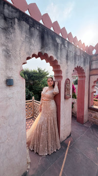 Fish-Cut Lehenga with cutdana, Pearls & Sequin Work | Designer Lehenga