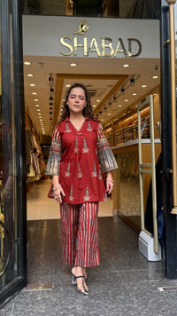 Women’s Premium Linen Co-Ord Set with Appliqué Work | Elegant Two-Piece Coord Set | Sizes Up to 44