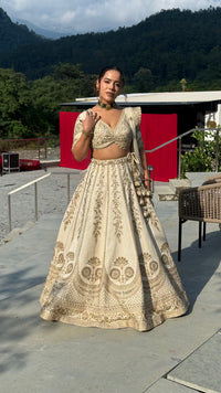 Pure Silk Handwork Lehenga with Embellished Blouse