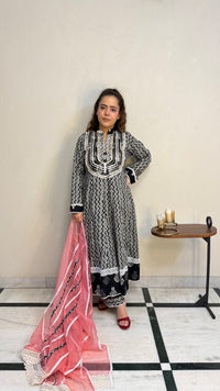 Batik Print Cotton Anarkali Suit Set for Women
