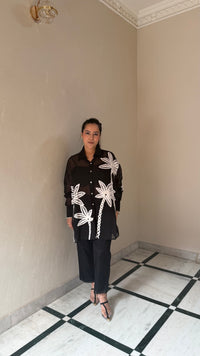 Thread Embroidered Coord Set in Luxe Satin Silk Fabric