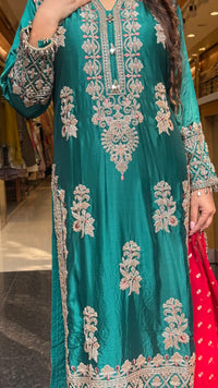 Beads & Thread Embroidered Dupion Silk Suit Set | Festive & Wedding Wear | Size Up to 46