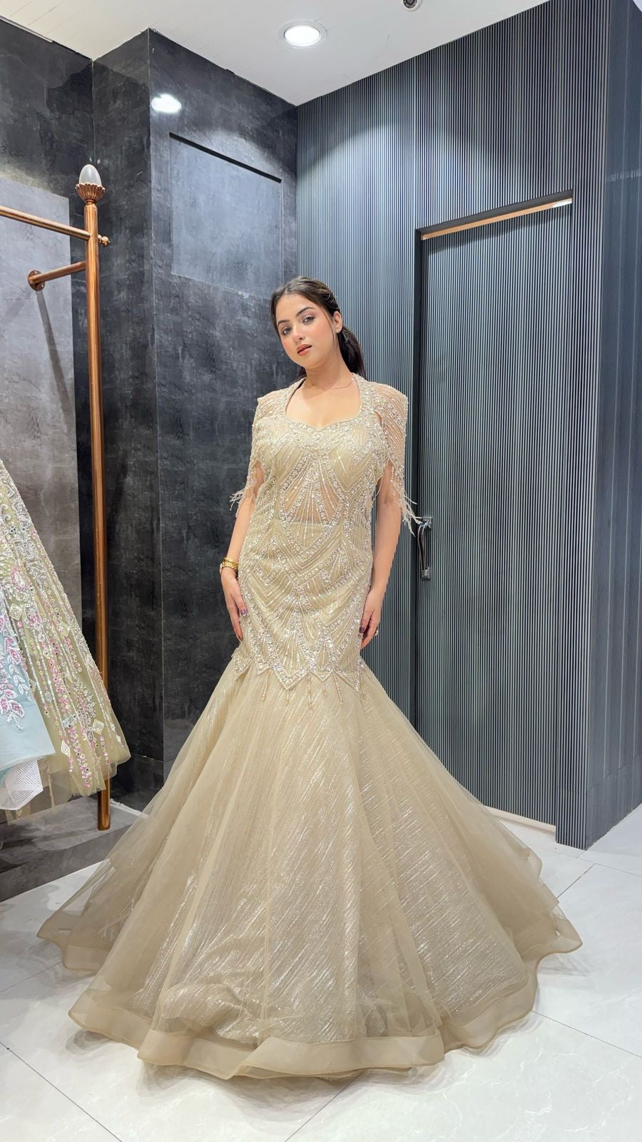 Exclusive Cocktail Gown with Handwork & Cut Dana