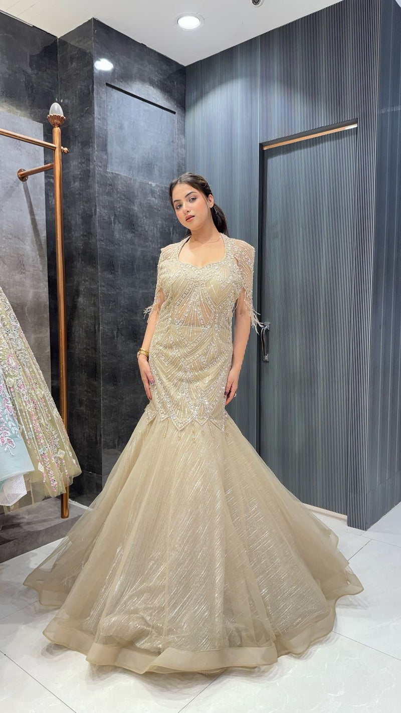 Exclusive Cocktail Gown with Handwork & Cut Dana