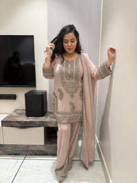 Georgette Handcrafted Suit with Beads Work – Upto Size 46