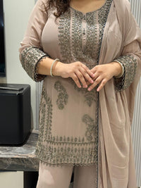 Georgette Handcrafted Suit with Beads Work – Upto Size 46