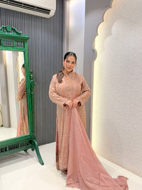 Shimmer Silk Pakistani Long Suit with Gold Handwork