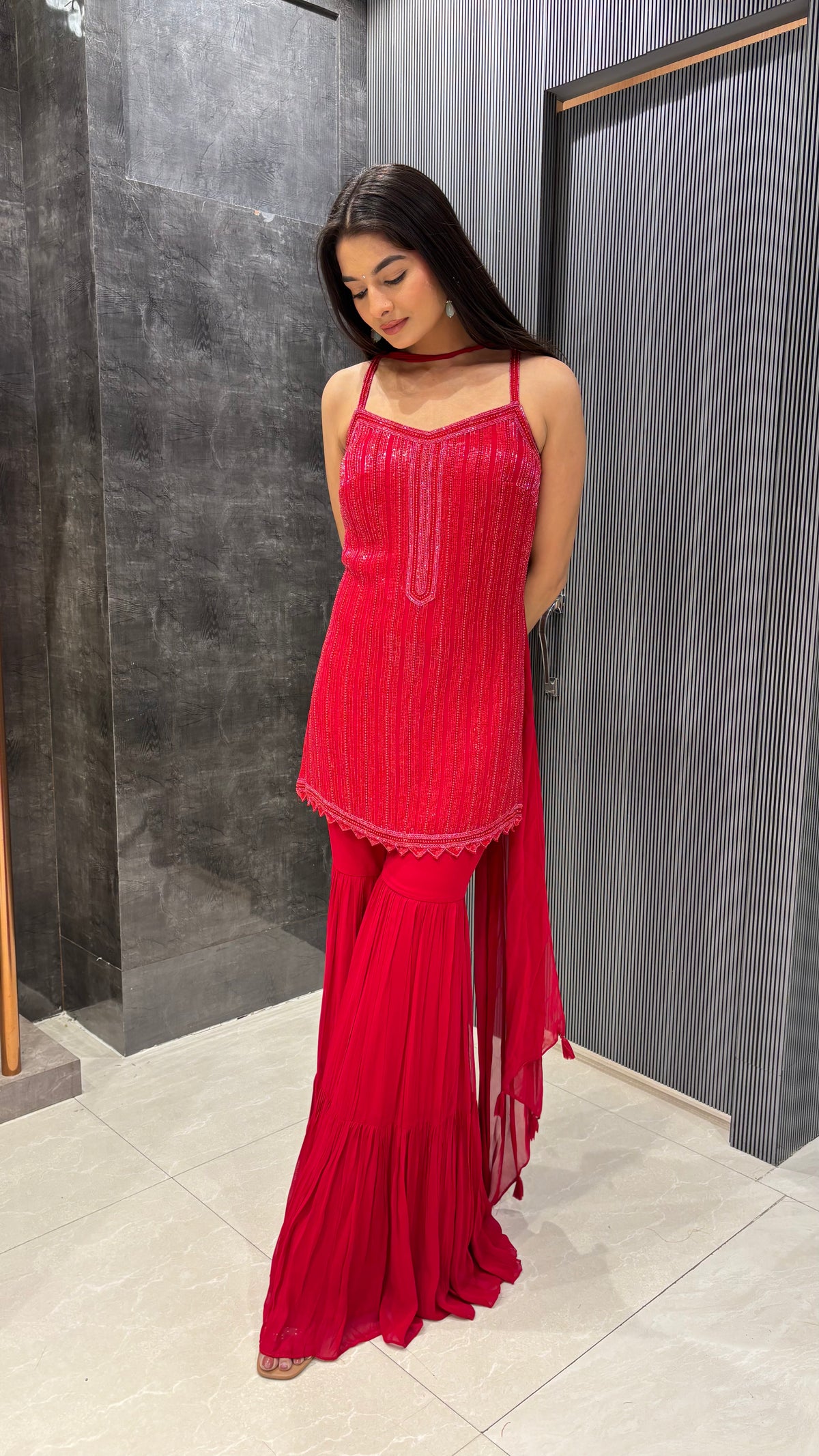 Elegant Georgette Suit with Sequin, Cutdana & Pearl Detailing