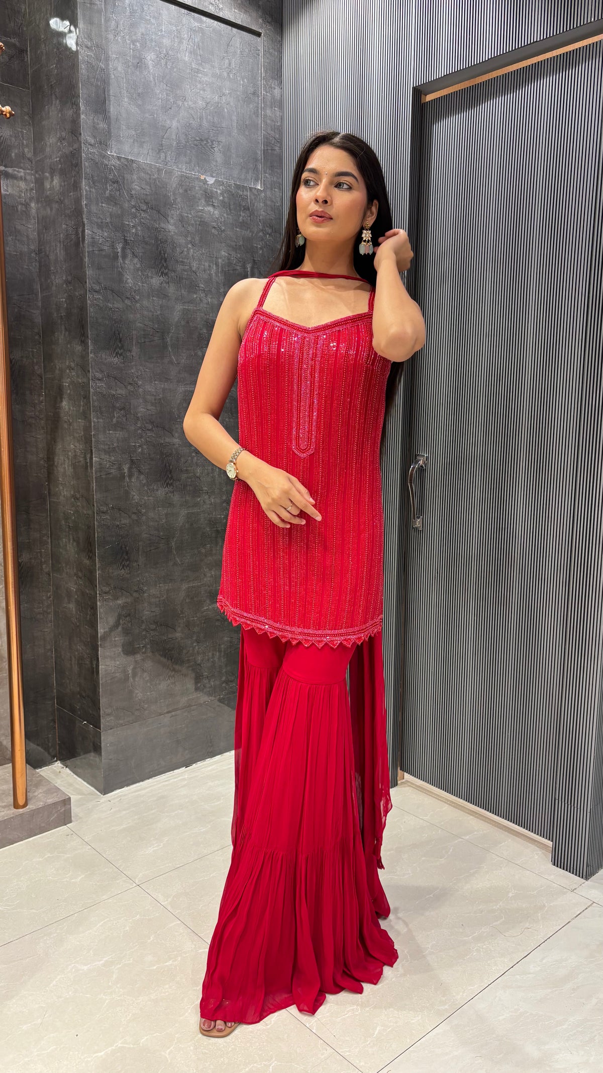 Elegant Georgette Suit with Sequin, Cutdana & Pearl Detailing