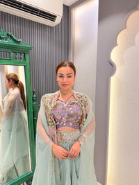 Work Sequence & Dabka Pearl Indo-Western Set