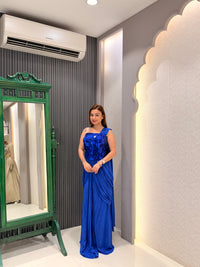 Mirror Work Drape Set with Crepe Bottom