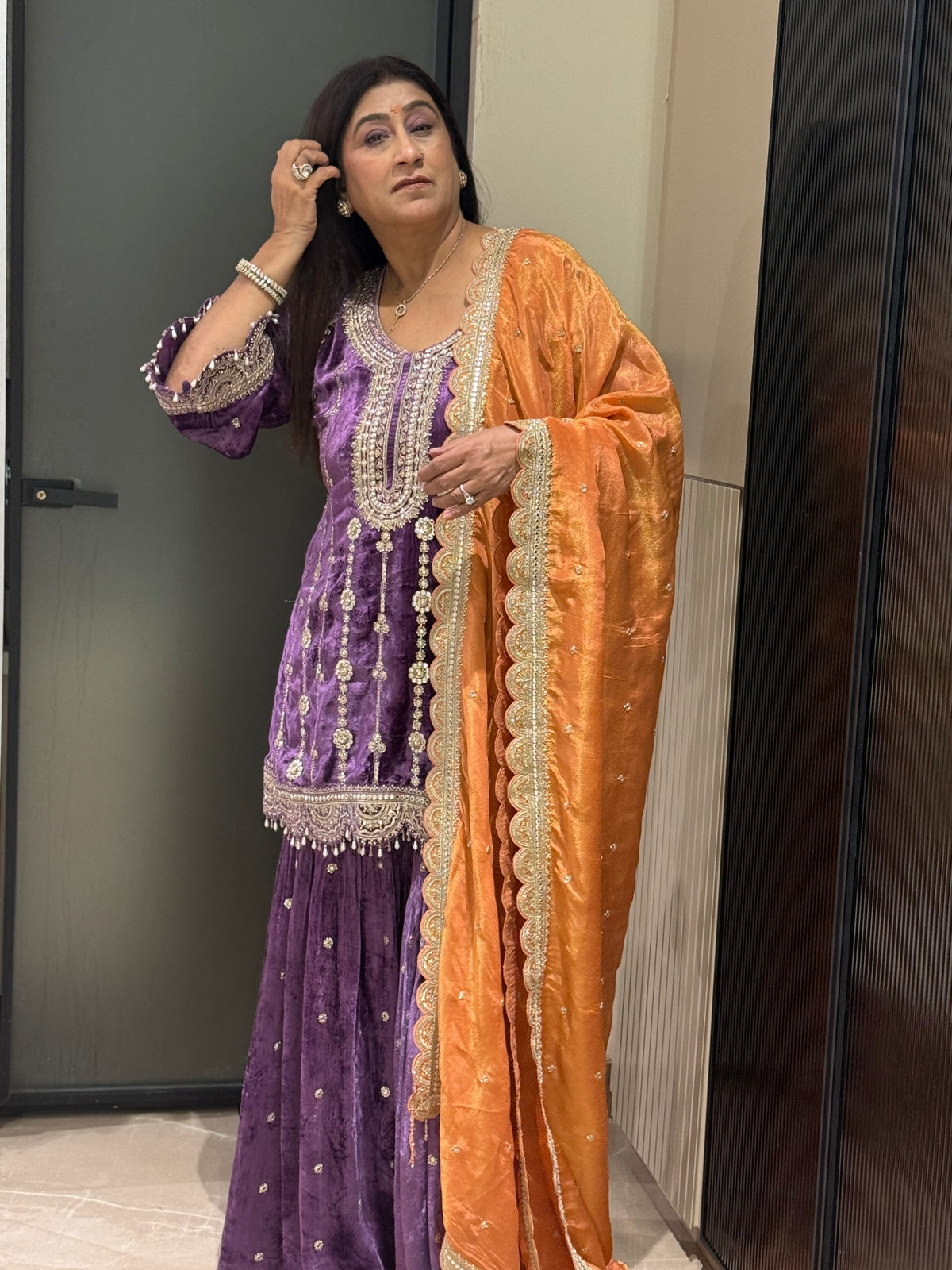 Velvet Sheet Work Suit – Premium Heavywork | Party & Wedding Edit