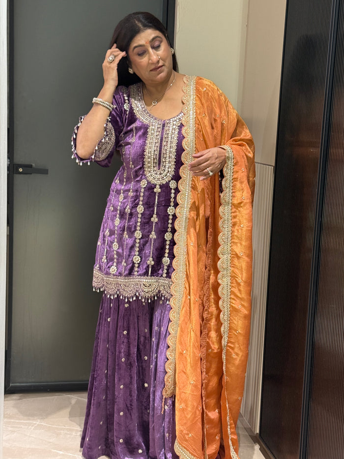 Velvet Sheet Work Suit – Premium Heavywork | Party & Wedding Edit