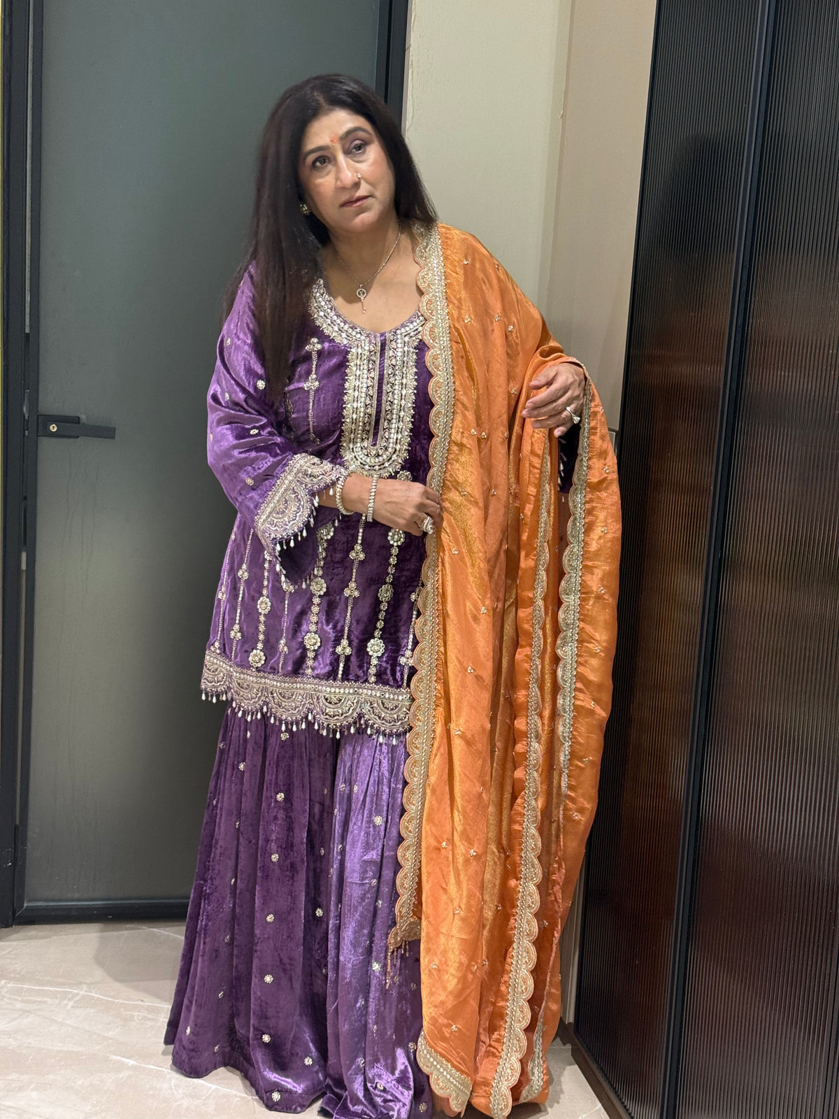 Velvet Sheet Work Suit – Premium Heavywork | Party & Wedding Edit