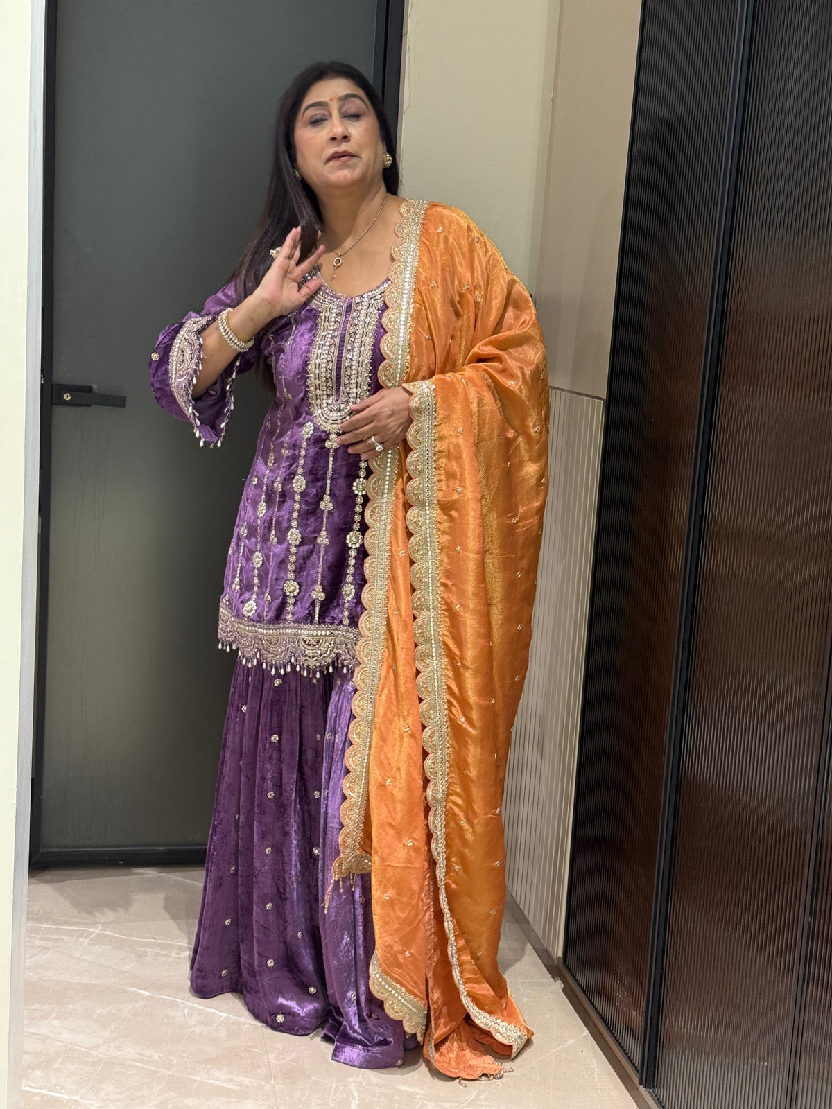 Velvet Sheet Work Suit – Premium Heavywork | Party & Wedding Edit