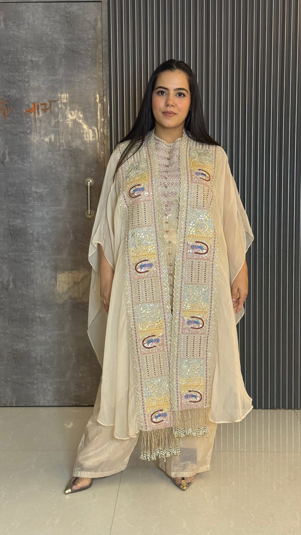 Embroidered Cape Indo-Western Set