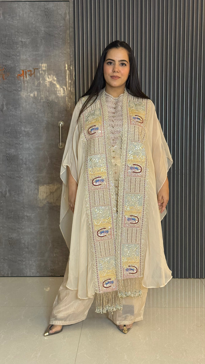 Embroidered Cape Indo-Western Set