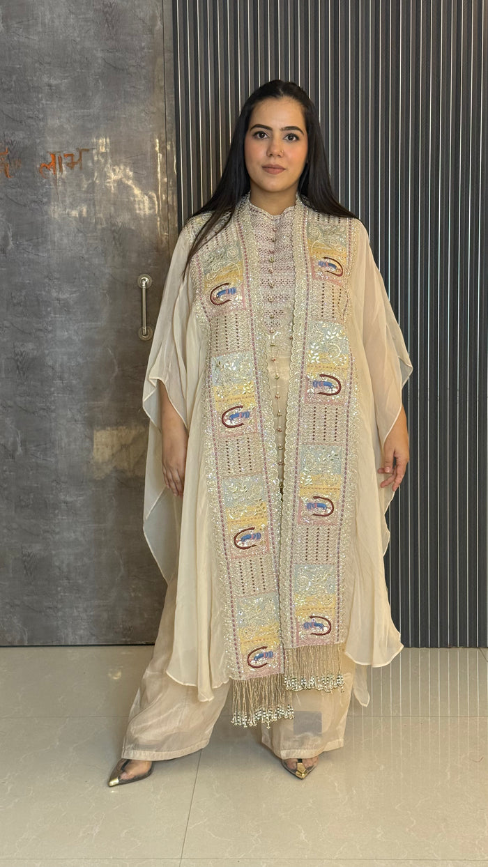 Embroidered Cape Indo-Western Set