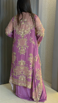 Pearl & Cutdana Detailed Digital Print Crepe Indo-Western Set