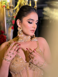 Handwork Sequin & Cutdana Indo Western Set with Corset Blouse (Upto Size 42)