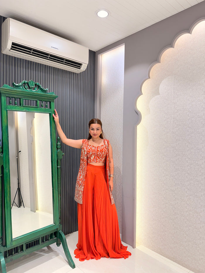 Thread Embroidered Indowestern Set