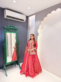 Shimmer Silk Lehenga with Dabka, Zardozi & Pearl Handwork