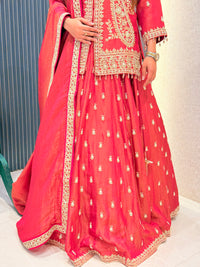 Shimmer Silk Lehenga with Dabka, Zardozi & Pearl Handwork