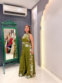 Pure Silk Handworked Indo Jumpsuit with Pearls & Mirror Detailing