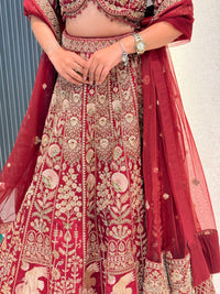 Embroidered Lehenga Set with Dori, Pearls & Zarkan Detailing
