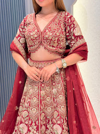 Embroidered Lehenga Set with Dori, Pearls & Zarkan Detailing