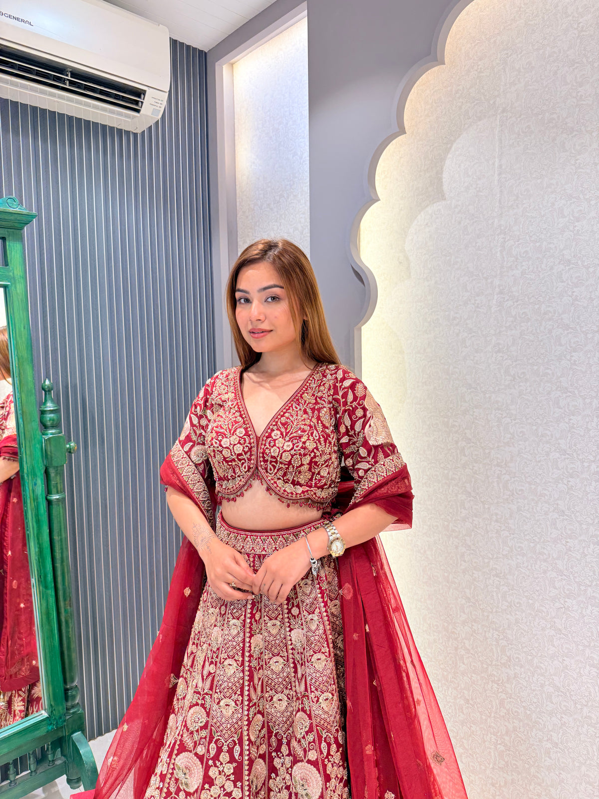 Embroidered Lehenga Set with Dori, Pearls & Zarkan Detailing