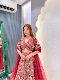 Embroidered Lehenga Set with Dori, Pearls & Zarkan Detailing