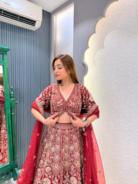 Embroidered Lehenga Set with Dori, Pearls & Zarkan Detailing