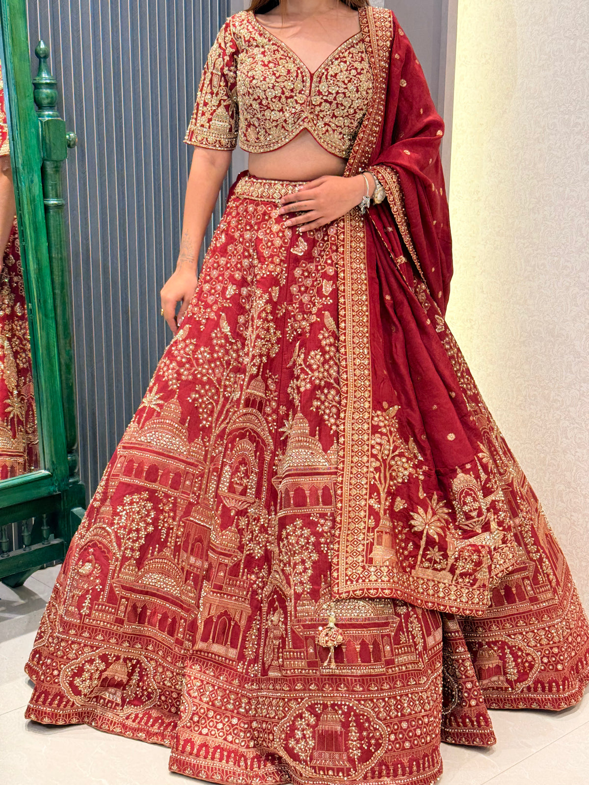 Pure Khadi Silk Lehenga with Handworked Blouse & Dori Detailing