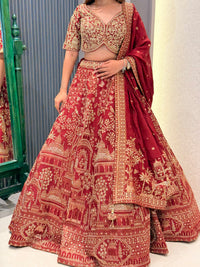 Pure Khadi Silk Lehenga with Handworked Blouse & Dori Detailing