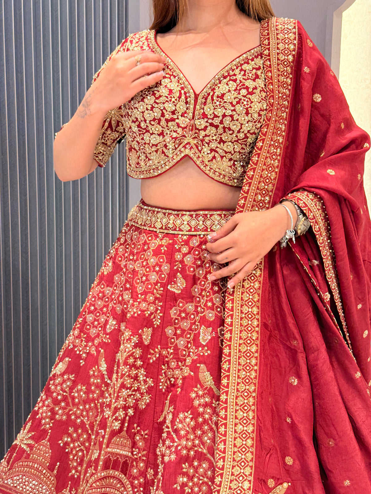 Pure Khadi Silk Lehenga with Handworked Blouse & Dori Detailing