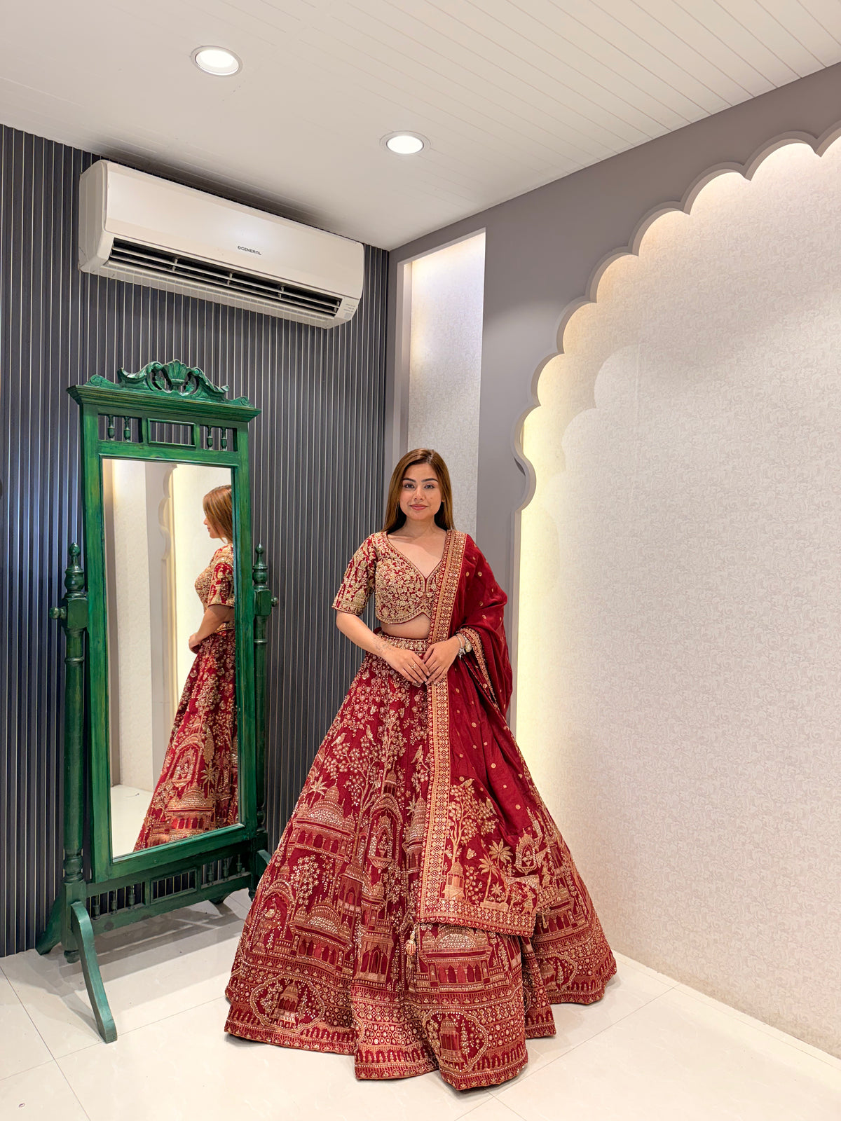 Pure Khadi Silk Lehenga with Handworked Blouse & Dori Detailing