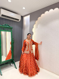 Shimmer Silk Lehenga with Dabka, Zardozi & Pearl Handwork