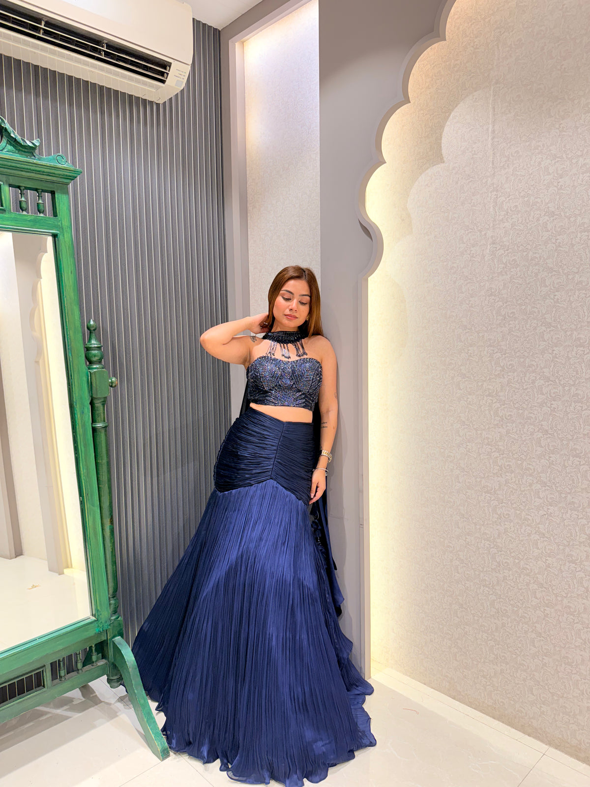 Fish Cut Lehenga Set with Handworked Blouse