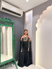 Georgette Indowestern Set with Intricate Mirror Work