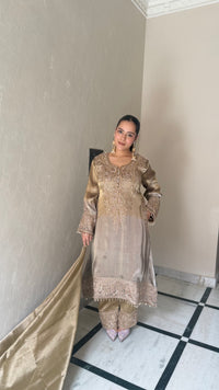 Shimmer Silk Suit with Elegant Beads Work